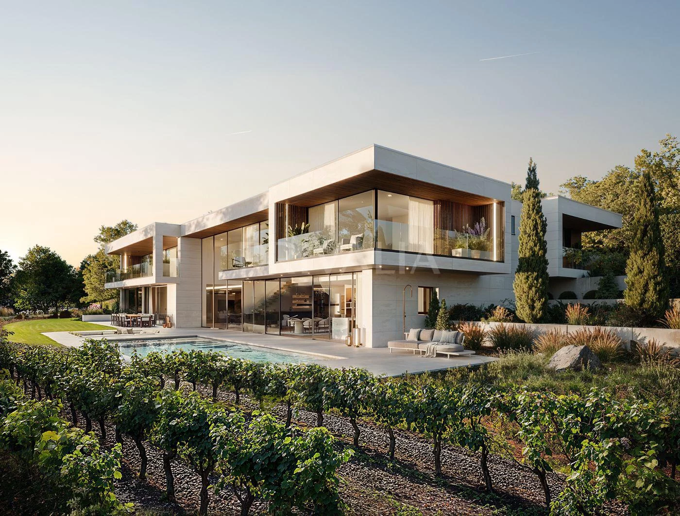 New development : Exceptional contemporary property with panoramic lake views in Dully