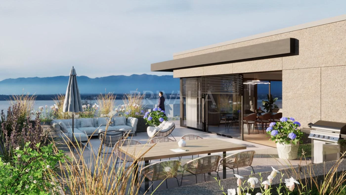 New development : Exceptional 215 m² apartment with terraces, private garden and unobstructed lake view