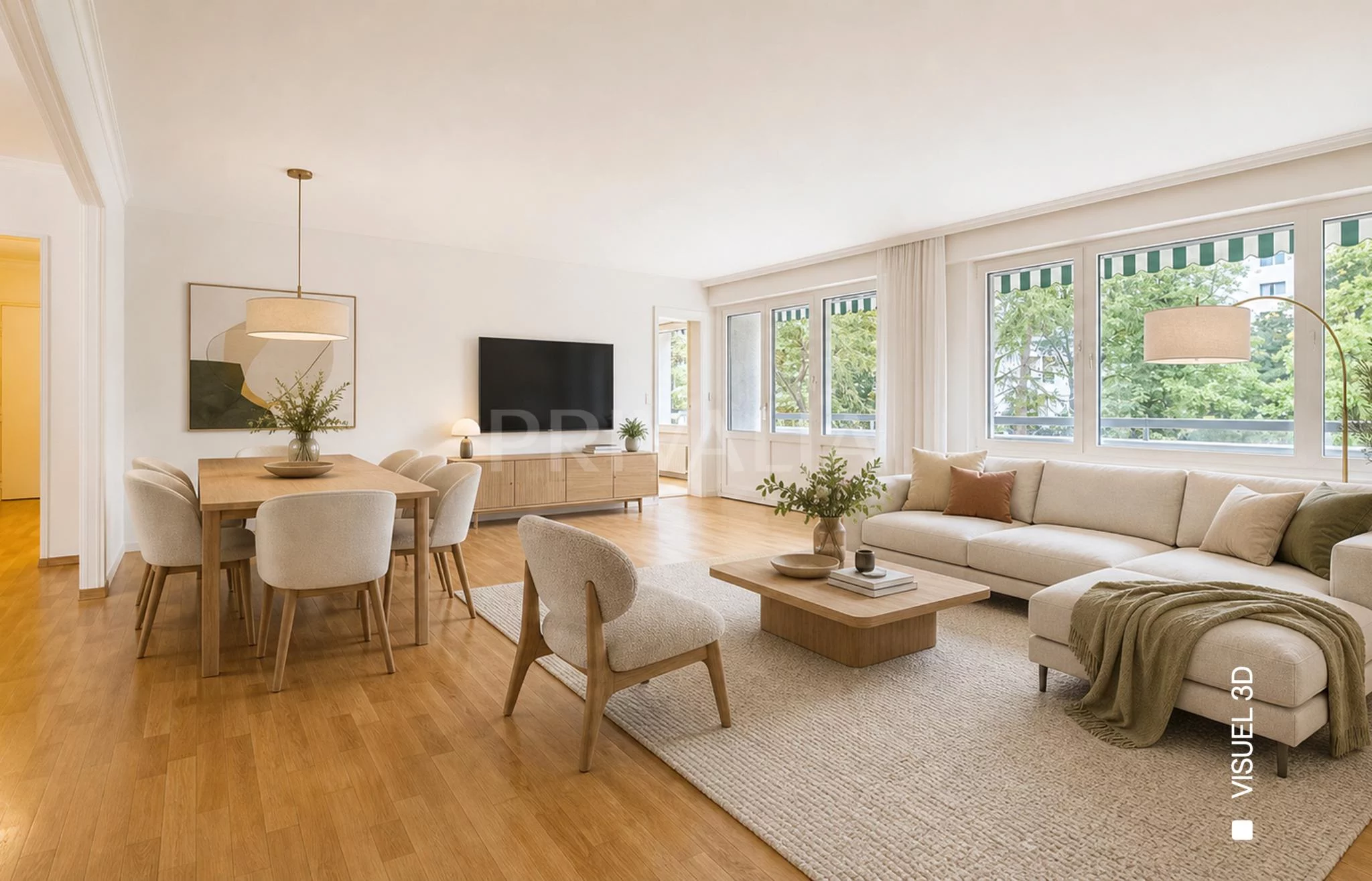 Magnifique appartement traversant dans un environnement verdoyant au cœur de Florissant